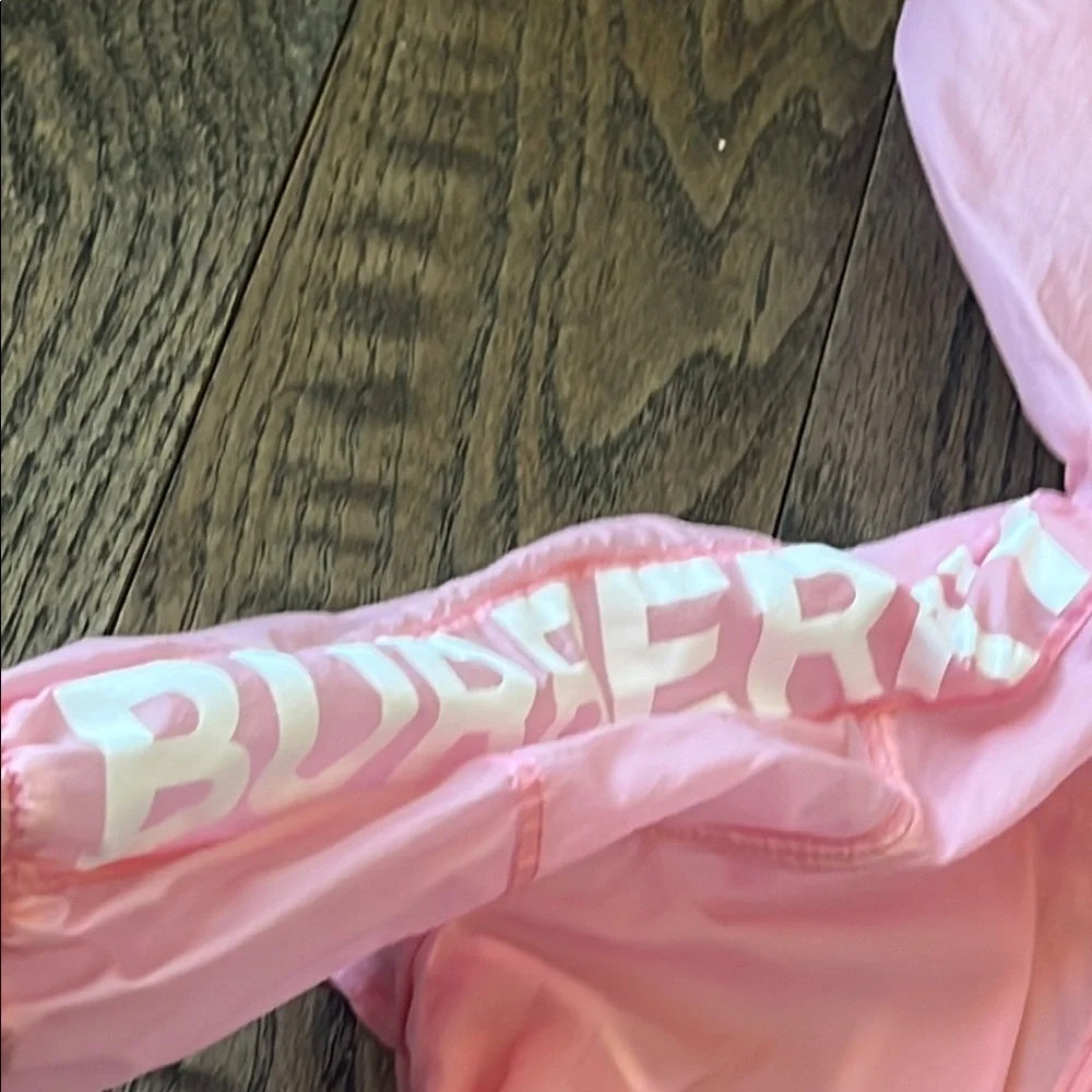 Burberry Pink Hooded Windbreaker jacket 12 months baby designer sale - Picture 4 of 10